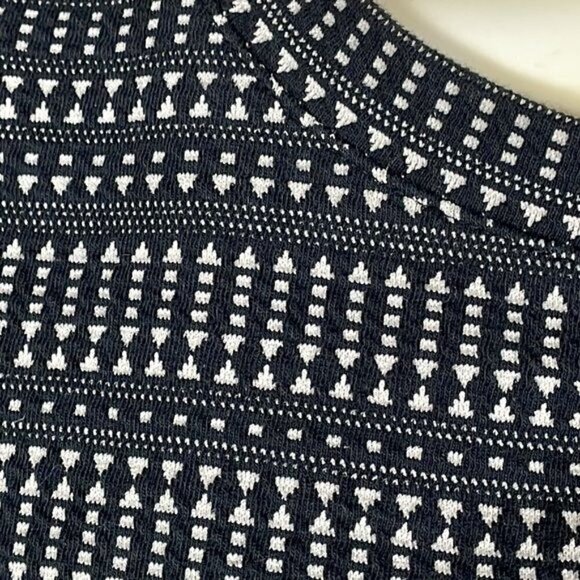 Loft Dress Geometric Drop Waist Flounce Black and White Career Sz M - Picture 10 of 13